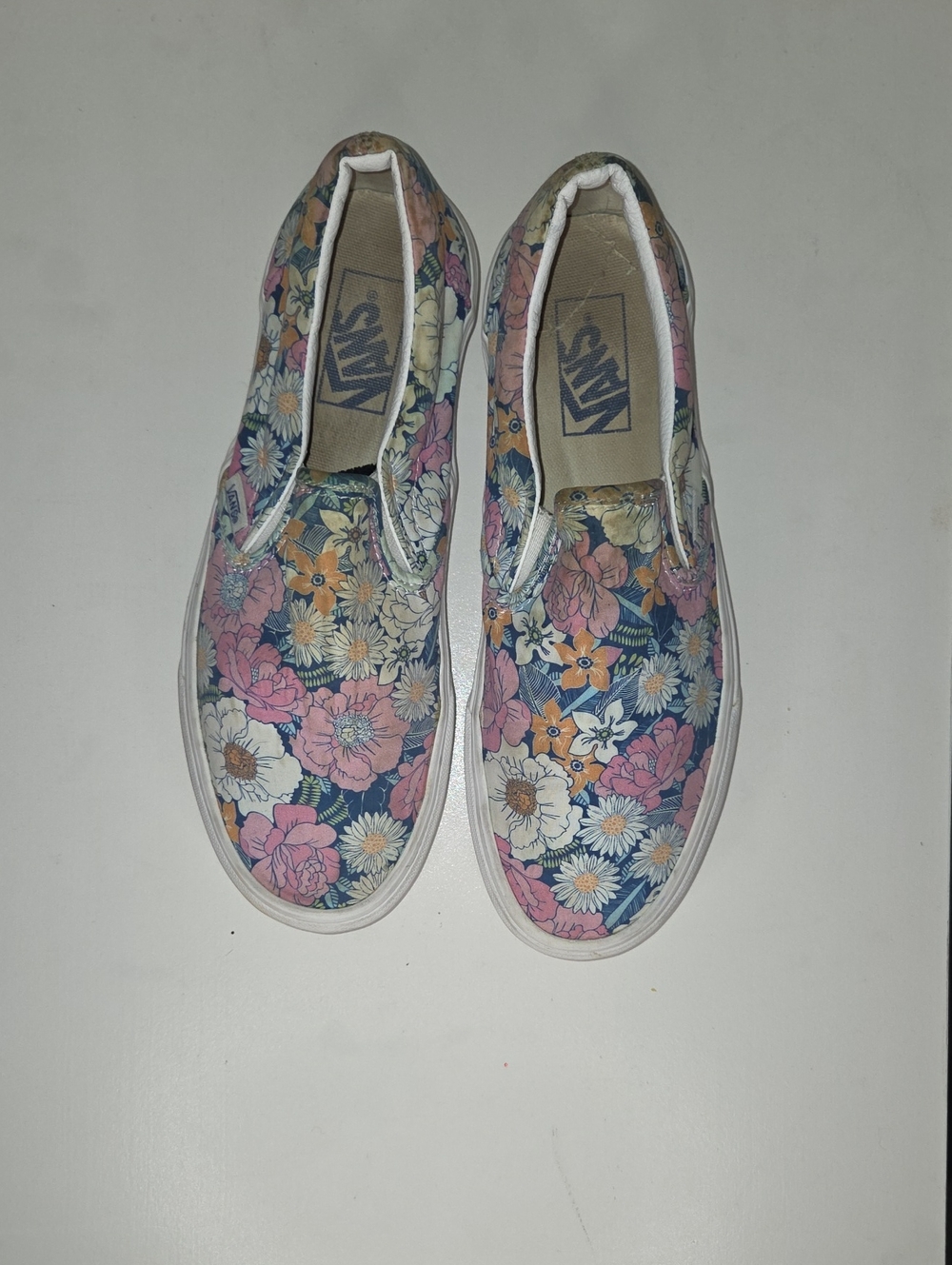 Vans Floral Slip-On Sneakers in Blue, Pink and Yellow